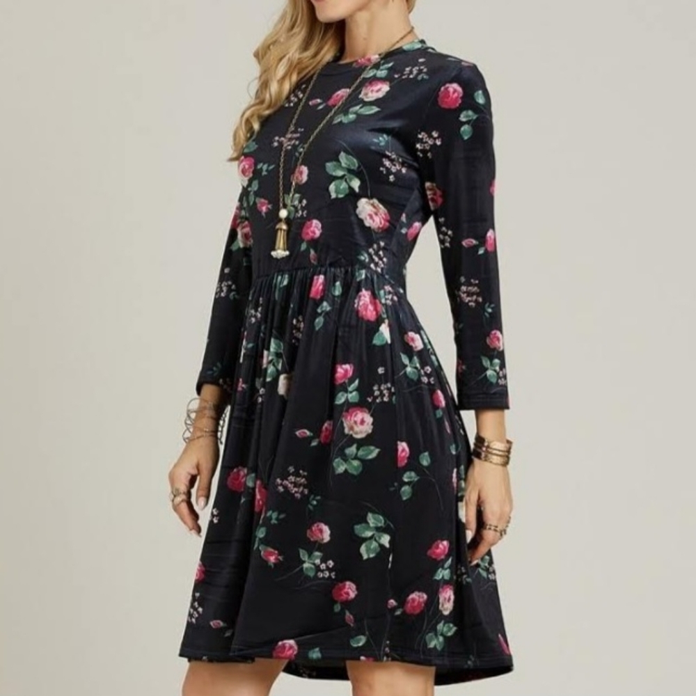 Romantic Black Floral Dress